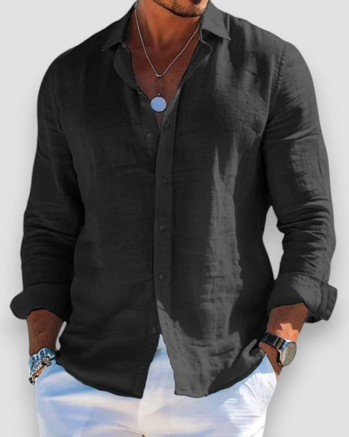 Penelope | Elegant Button-Up Long Sleeve Linen Casual Shirt