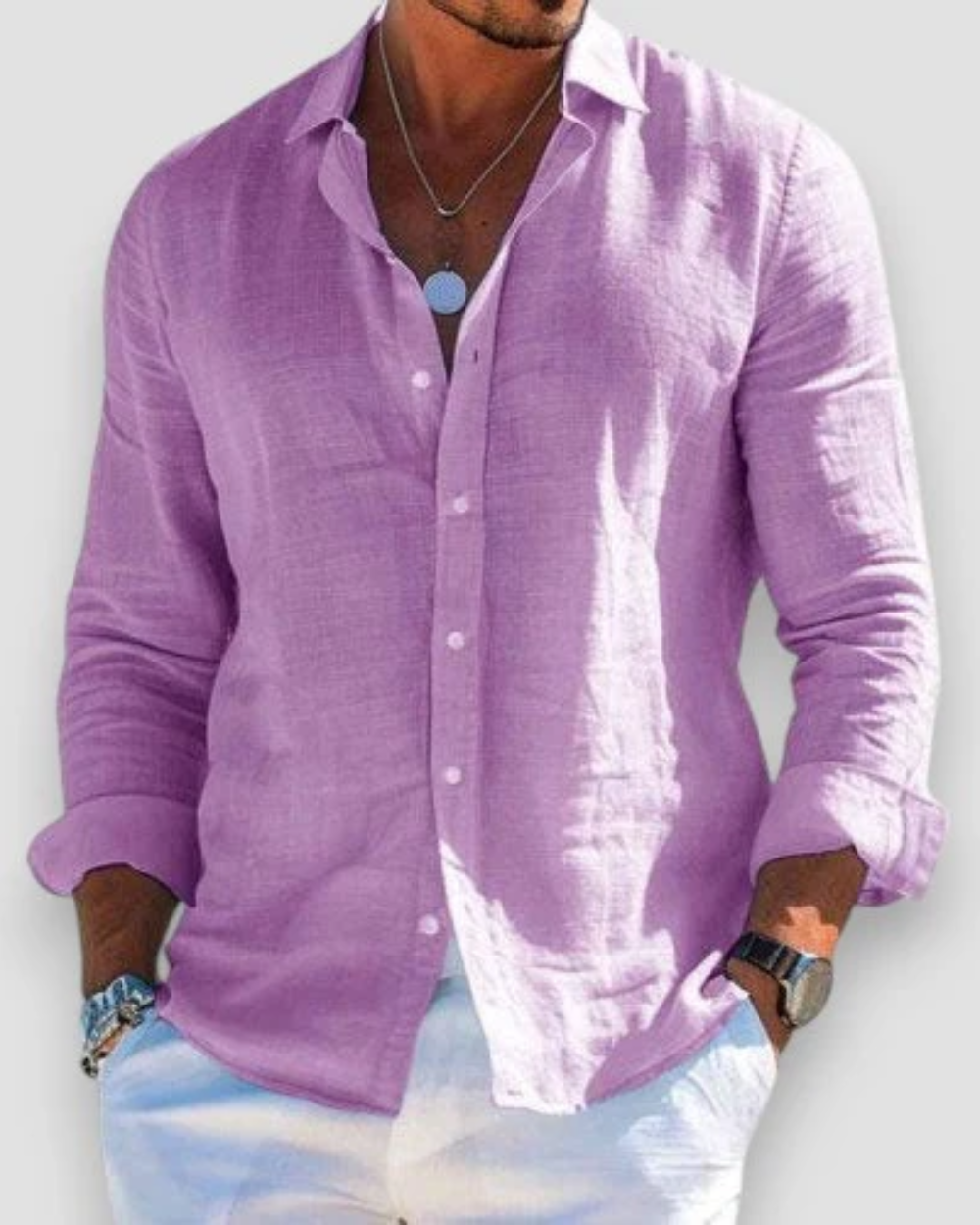 Penelope | Elegant Button-Up Long Sleeve Linen Casual Shirt