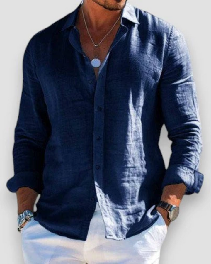 Penelope | Elegant Button-Up Long Sleeve Linen Casual Shirt