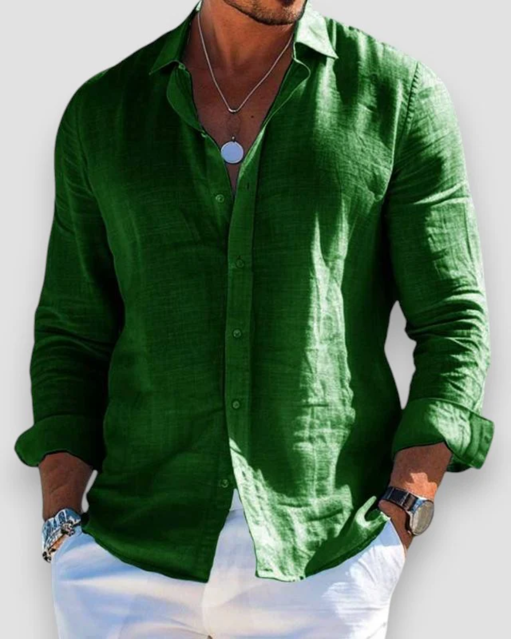Penelope | Elegant Button-Up Long Sleeve Linen Casual Shirt