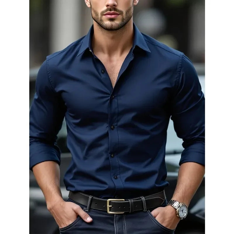 Harper | Sleek Long Sleeve Stretch Fit Business Casual Shirt