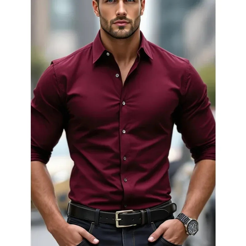 Harper | Sleek Long Sleeve Stretch Fit Business Casual Shirt