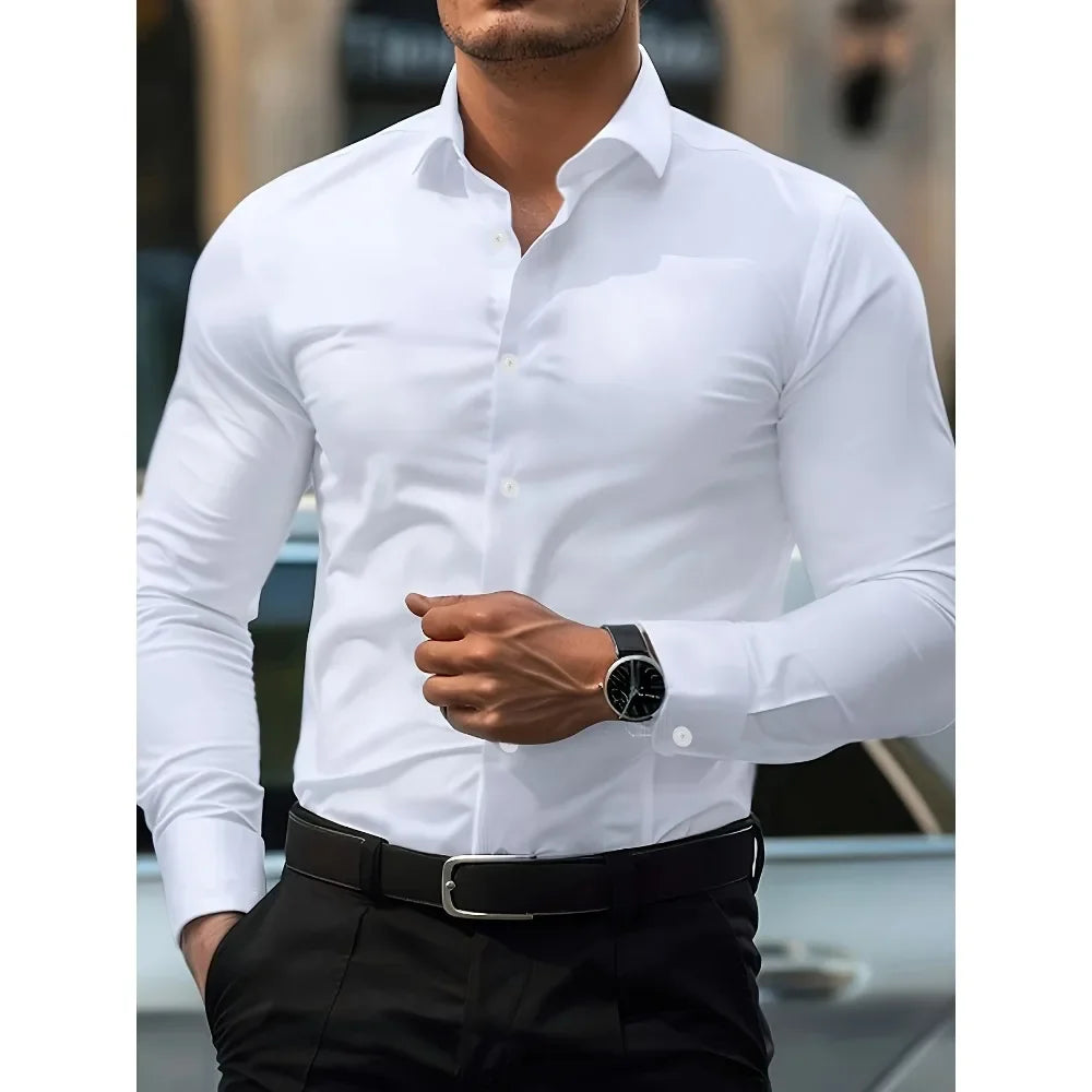 Harper | Sleek Long Sleeve Stretch Fit Business Casual Shirt