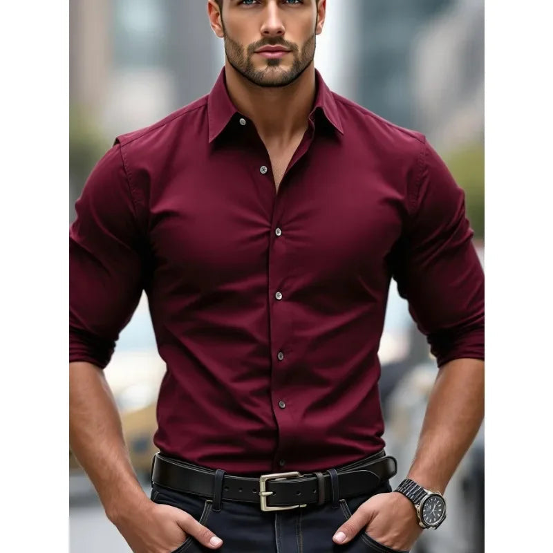 Harper | Sleek Long Sleeve Stretch Fit Business Casual Shirt