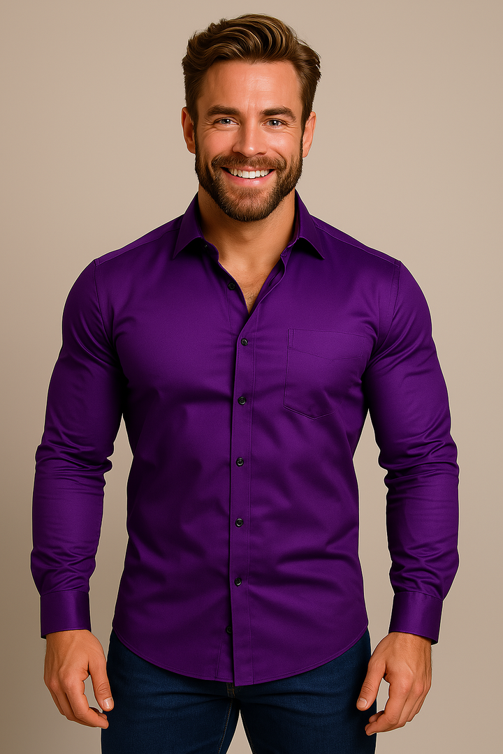 Harrison | Classic White Long Sleeve Button Up Dress Shirt Men