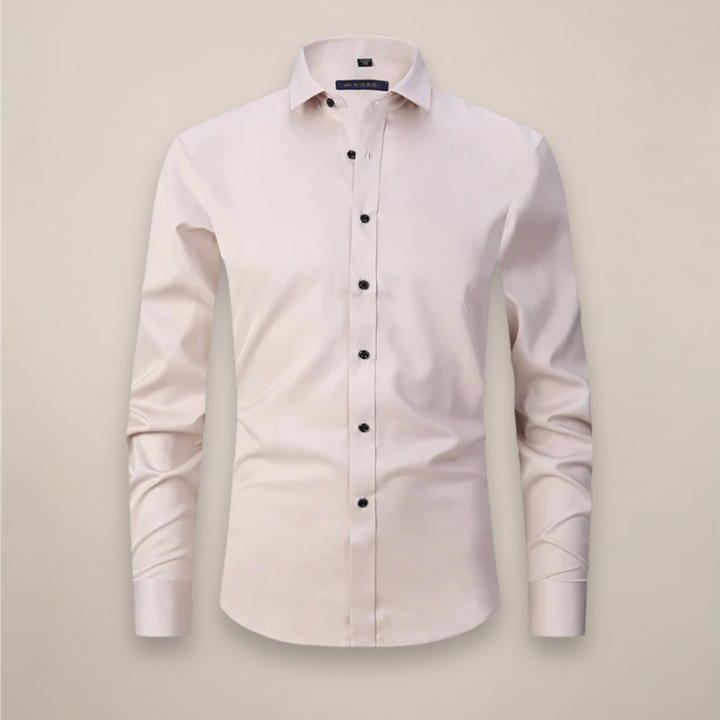 Men’s Long-Sleeved Shirt – Classic Structured Fit with Wrinkle-Free Finish
