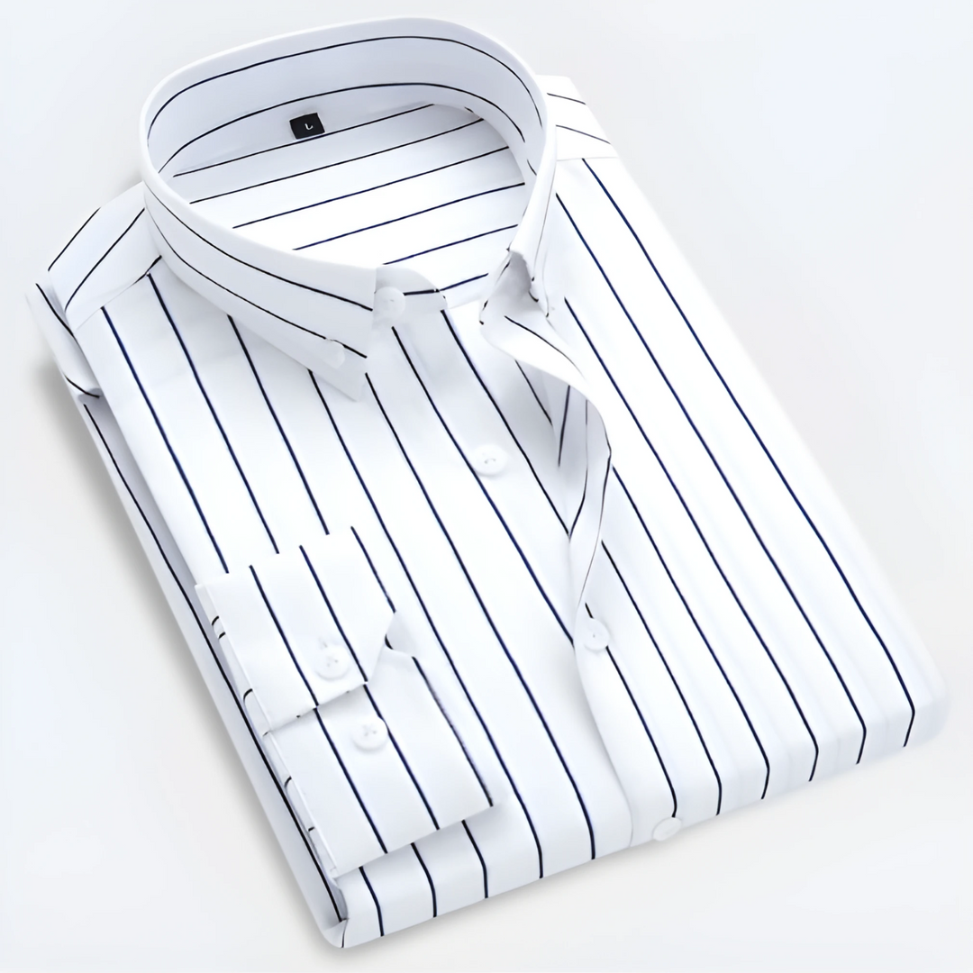 Meridian | Elegant Striped Button-Up Long Sleeve Shirt Men