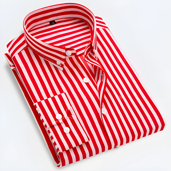 Meridian | Elegant Striped Button-Up Long Sleeve Shirt Men