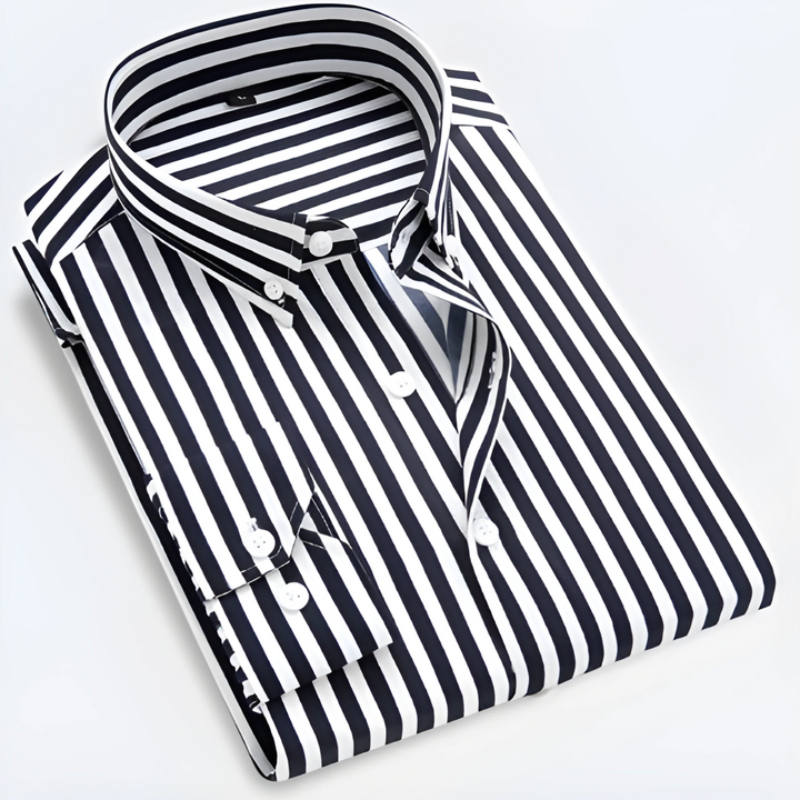 Meridian | Elegant Striped Button-Up Long Sleeve Shirt Men