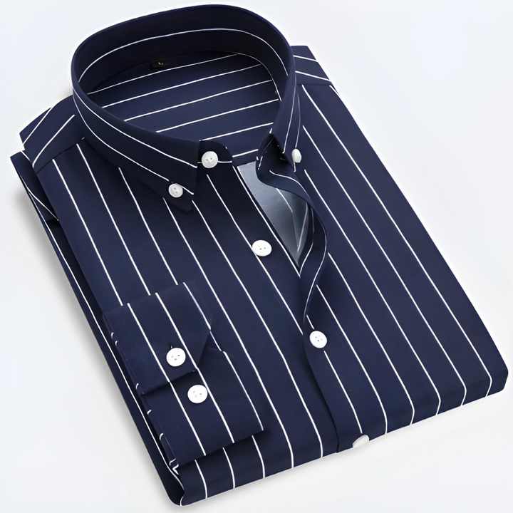 Meridian | Elegant Striped Button-Up Long Sleeve Shirt Men