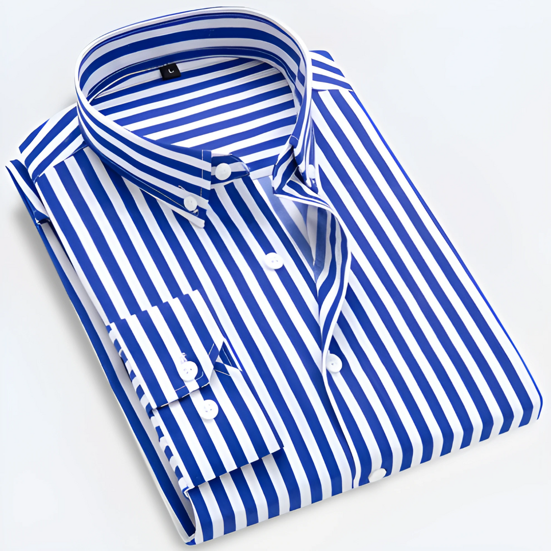 Meridian | Elegant Striped Button-Up Long Sleeve Shirt Men