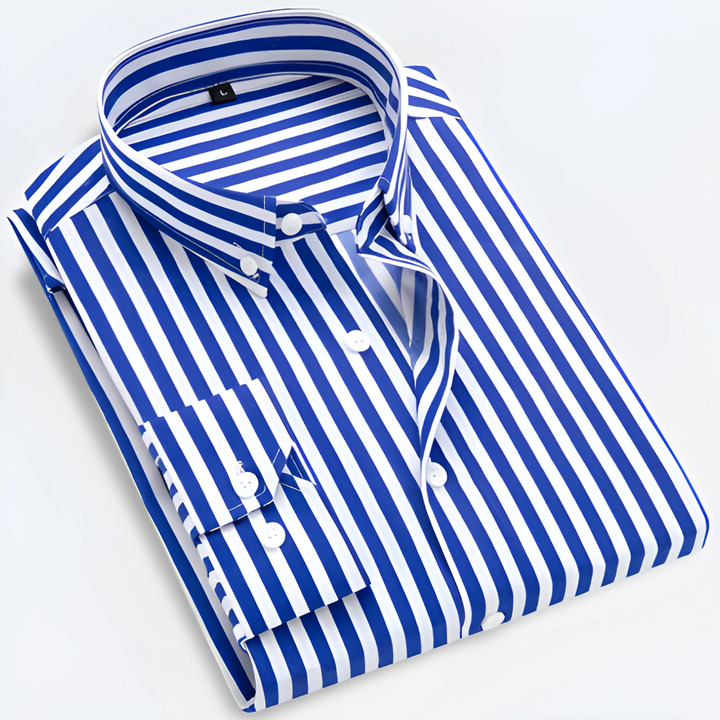 Meridian | Elegant Striped Button-Up Long Sleeve Shirt Men
