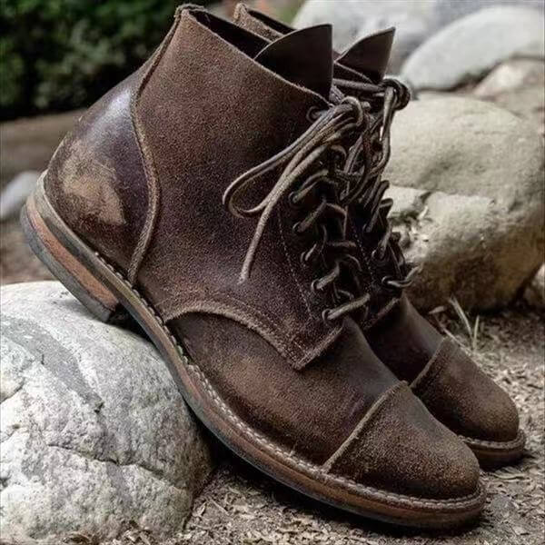 Stella | Stylish Mens Lace-Up Brown Leather Ankle Boots