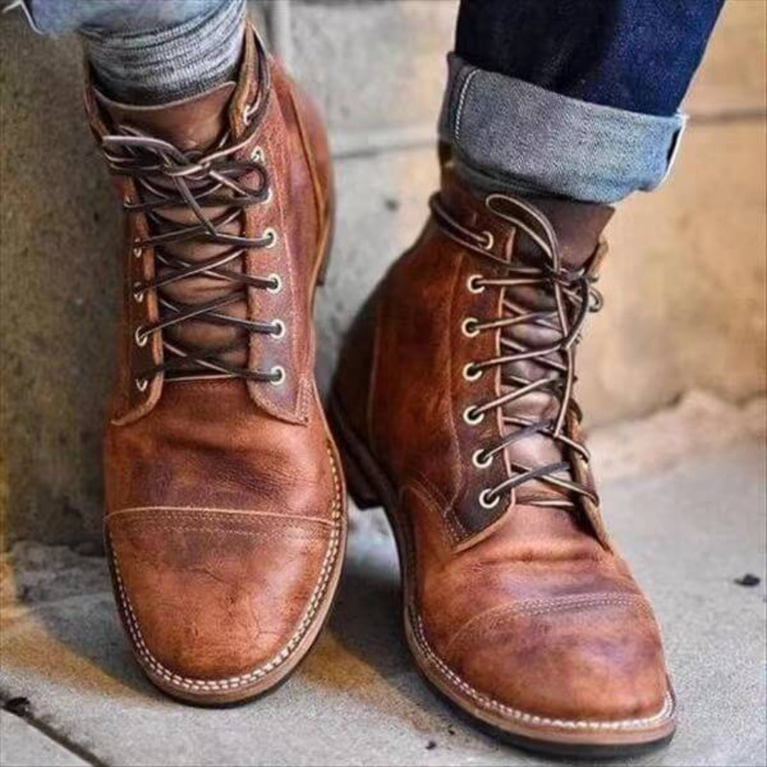 Stella | Stylish Mens Lace-Up Brown Leather Ankle Boots