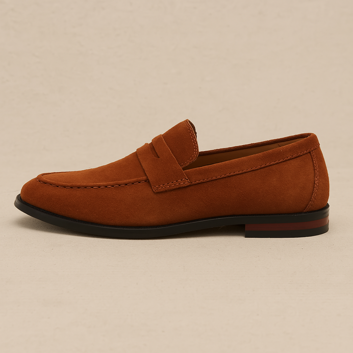 Elena | Stylish Brown Suede Penny Loafers For Men