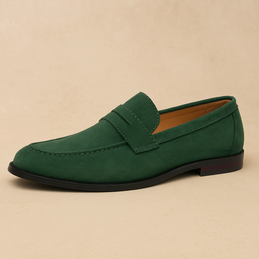 Elena | Stylish Brown Suede Penny Loafers For Men