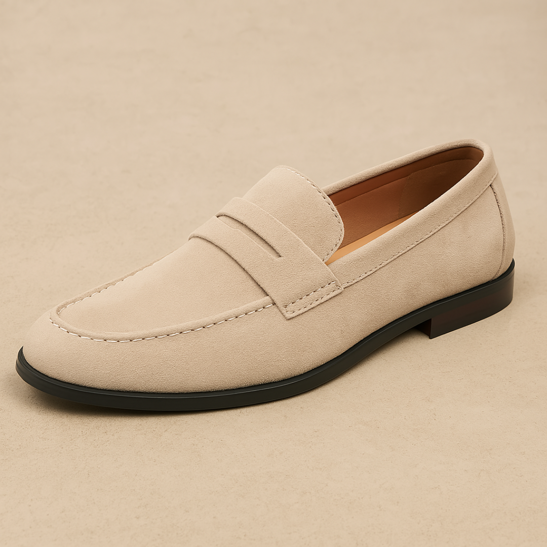 Elena | Stylish Brown Suede Penny Loafers For Men