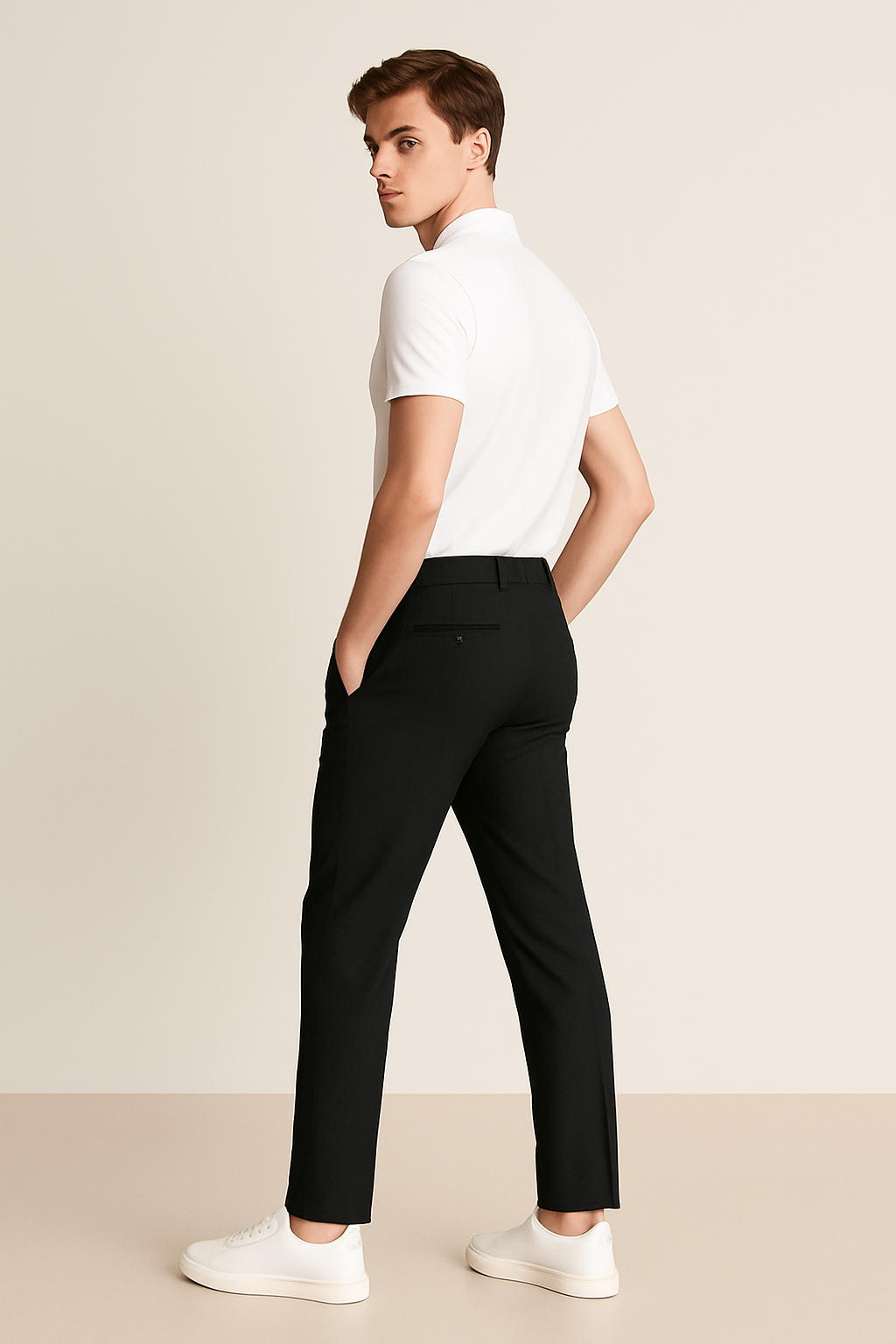 Kenton | Sleek Burgundy Flat-Front Tailored Trousers Men