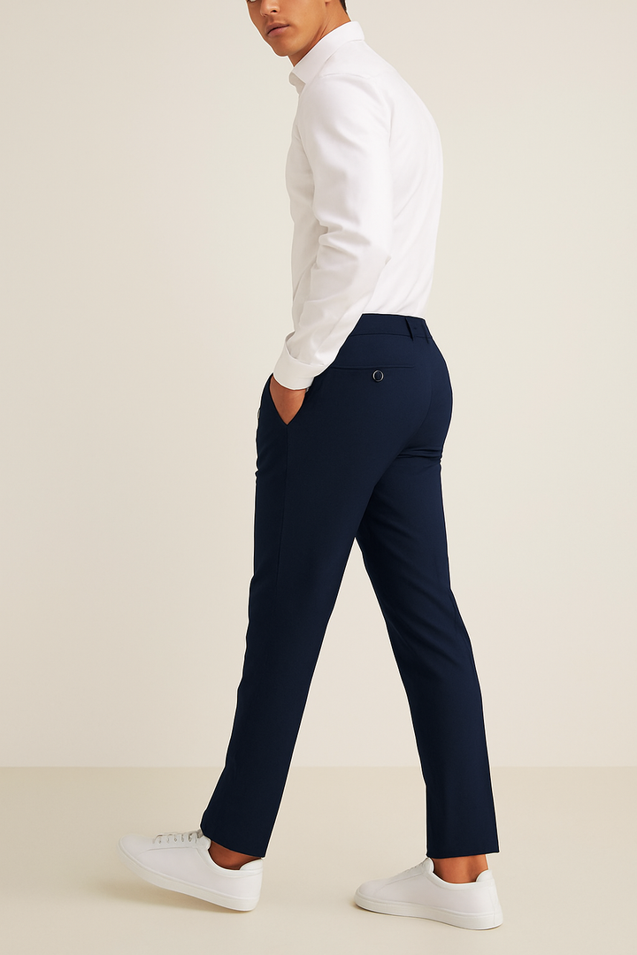 Kenton | Sleek Burgundy Flat-Front Tailored Trousers Men