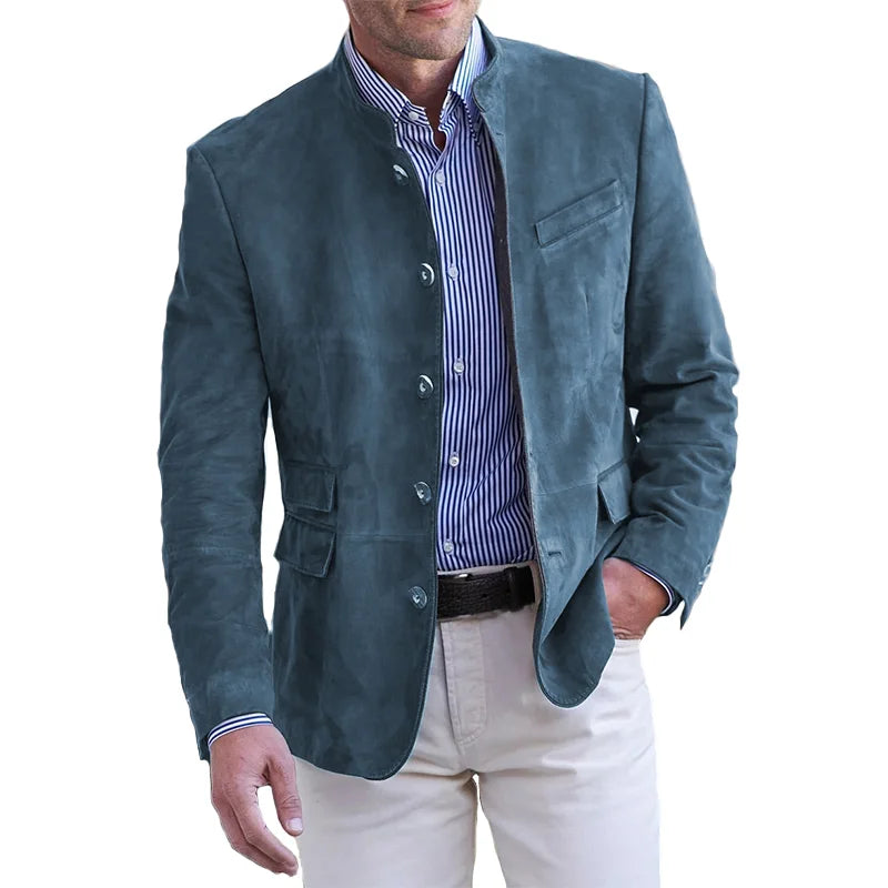 Imogen | Stylish Stand Collar Suede Blazer For Men