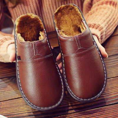Vivienne | Elegant Waterproof Leather Slippers With Fur Lining