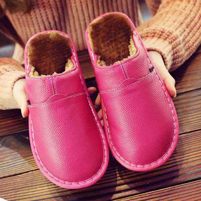 Vivienne | Elegant Waterproof Leather Slippers With Fur Lining