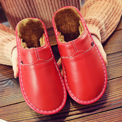 Vivienne | Elegant Waterproof Leather Slippers With Fur Lining