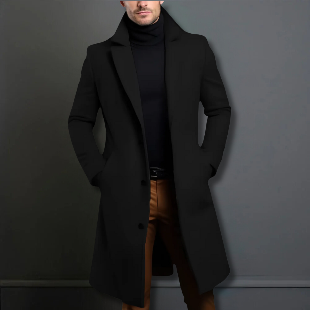 Violet | Elegant Men's Tailored Wool Overcoat Long Silhouette
