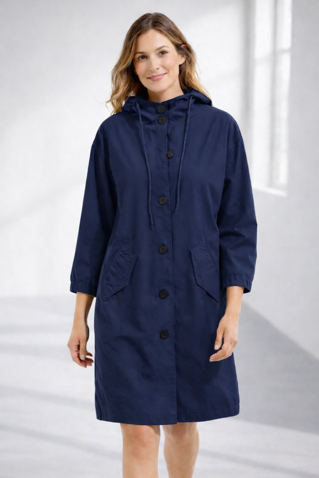 Layla | Chic Hooded Trench Coat With Button Front