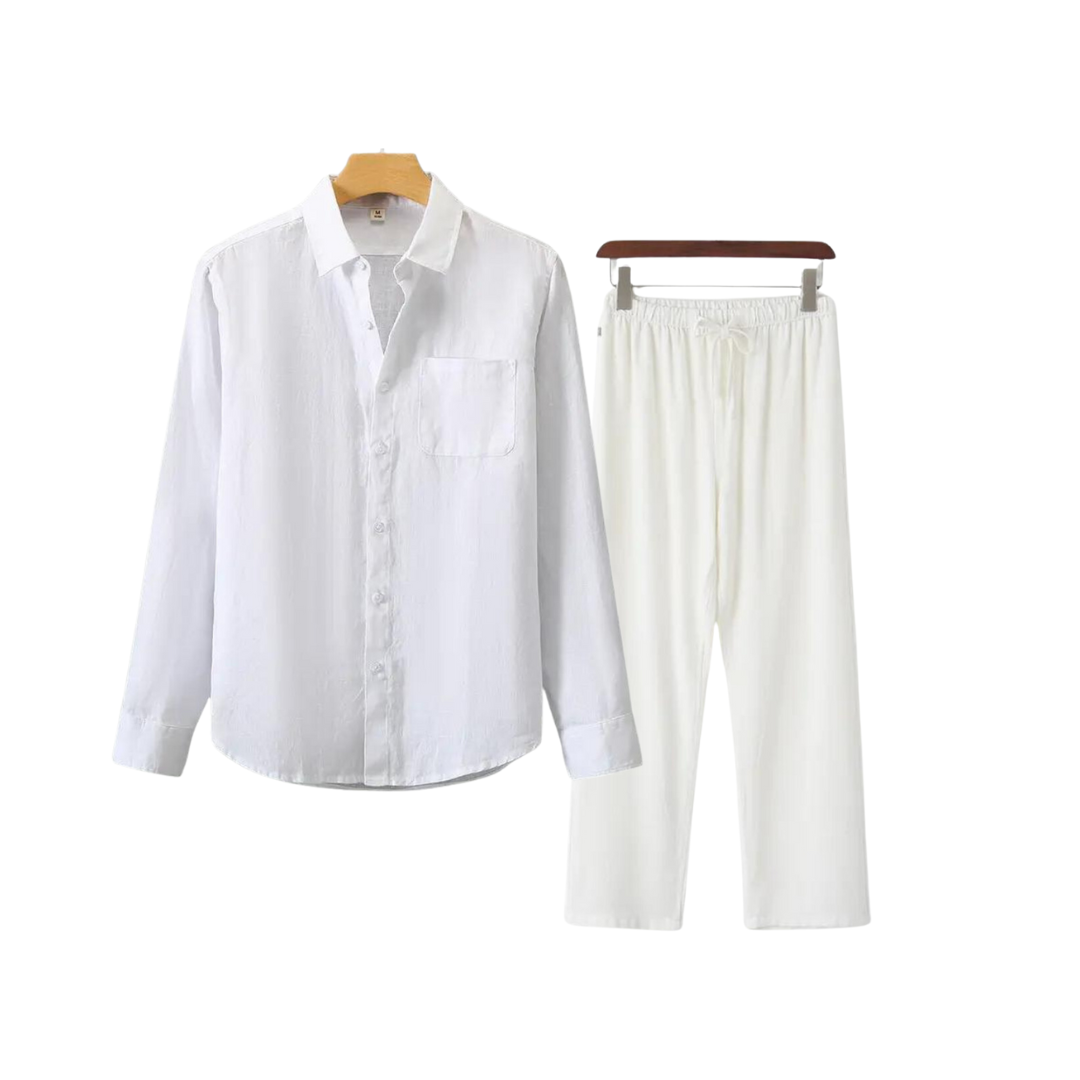 Lincoln | Elegant Linen Button-Up Shirt And Pants Set Men