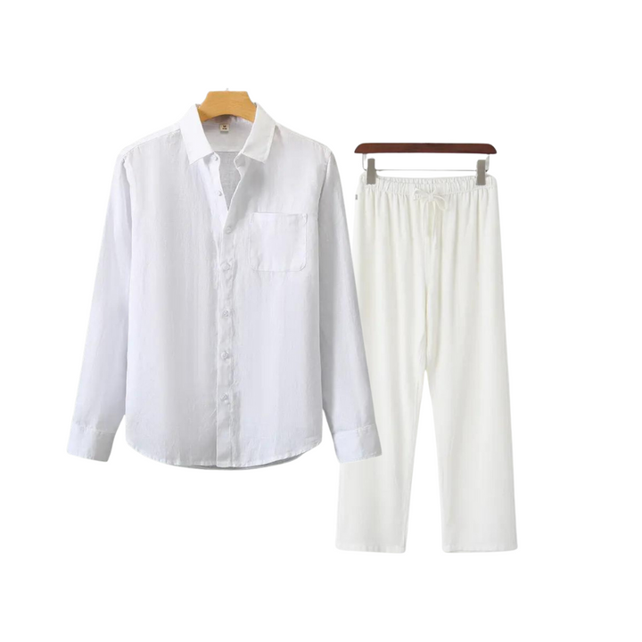 Lincoln | Elegant Linen Button-Up Shirt And Pants Set Men