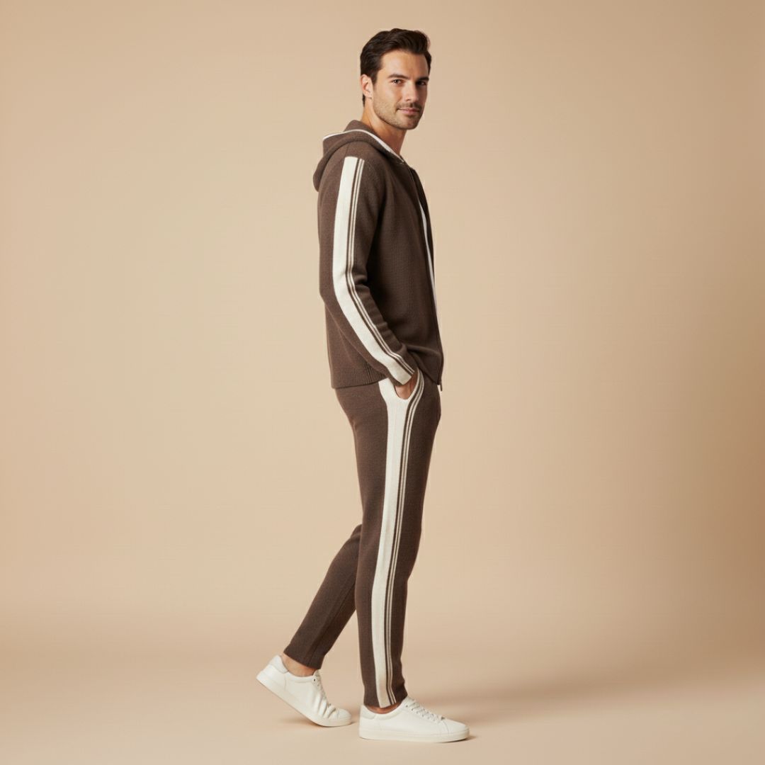 Damien | Luxury Cashmere Tracksuit Set - Navy Zip-Up Hoodie