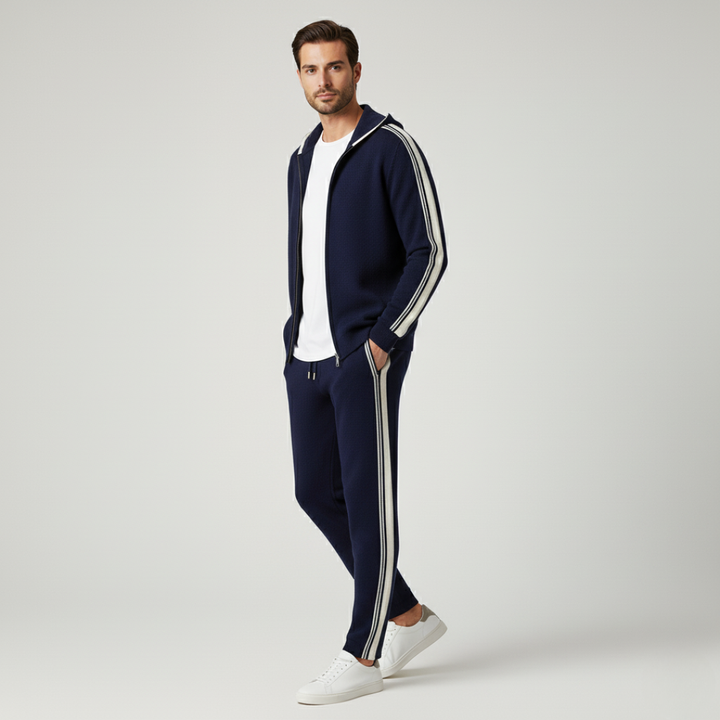 Damien | Luxury Cashmere Tracksuit Set - Navy Zip-Up Hoodie