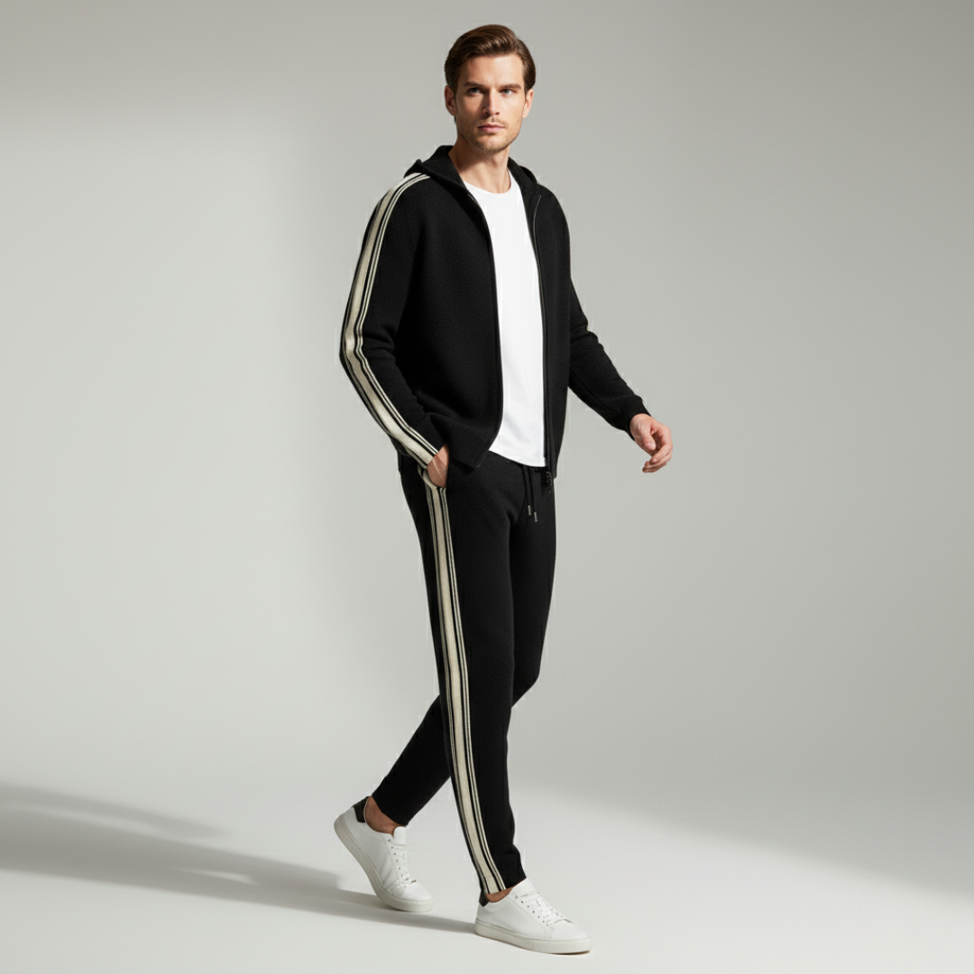 Damien | Luxury Cashmere Tracksuit Set - Navy Zip-Up Hoodie