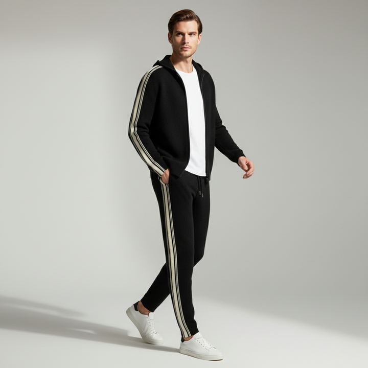 Damien | Luxury Cashmere Tracksuit Set - Navy Zip-Up Hoodie