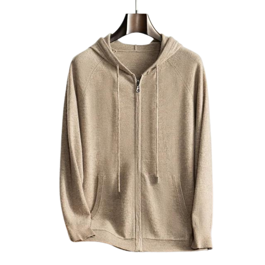 Cordelia | Chic Cashmere Zip-Up Hooded Cardigan