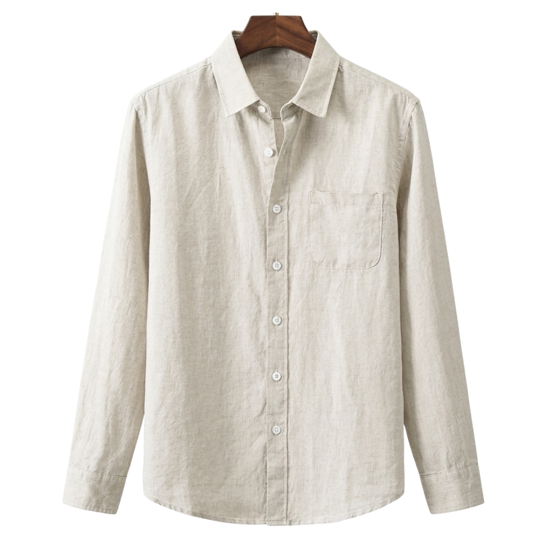 Cannes | Classic Long Sleeve Button Up Linen Shirt Men