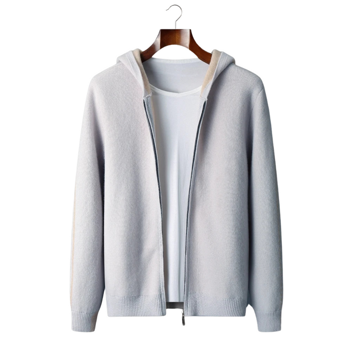 Casper | Elegant Two-Tone Zip Cashmere Hoodie Men