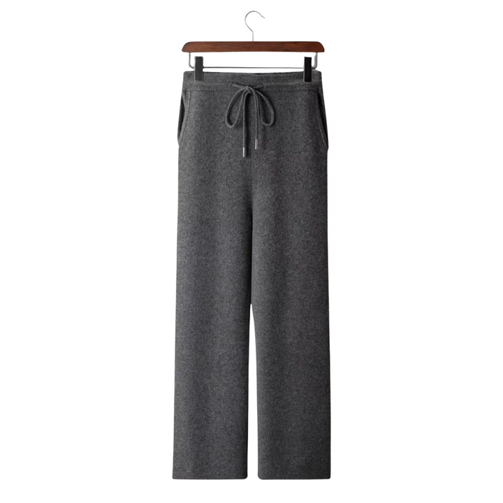 Renee | Elegant Wide Leg Cashmere Trousers With Drawstring
