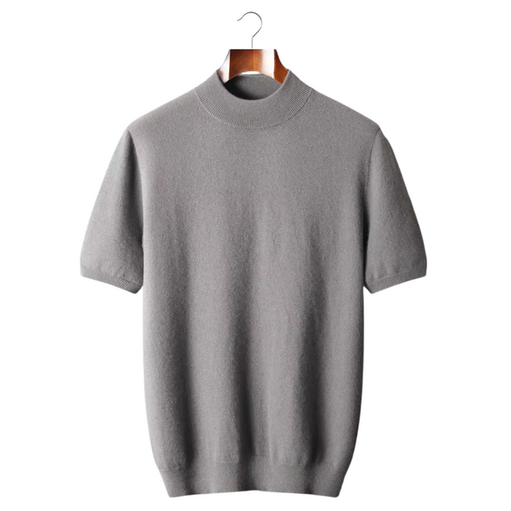 Anastasia | Elegant Mock Neck Short Sleeve Cashmere Sweater