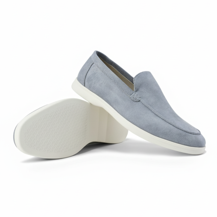 Cordelia | Elegant Light Blue Suede Slip-On Loafers
