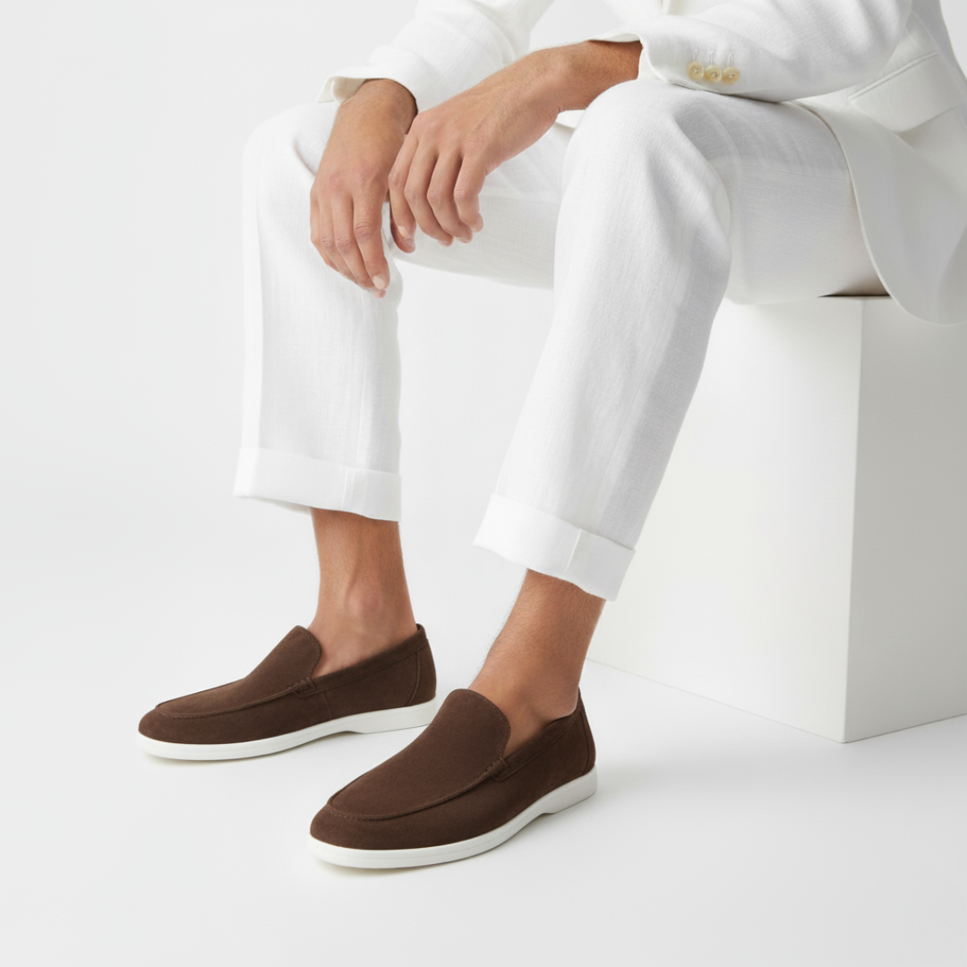 Cordelia | Elegant Light Blue Suede Slip-On Loafers