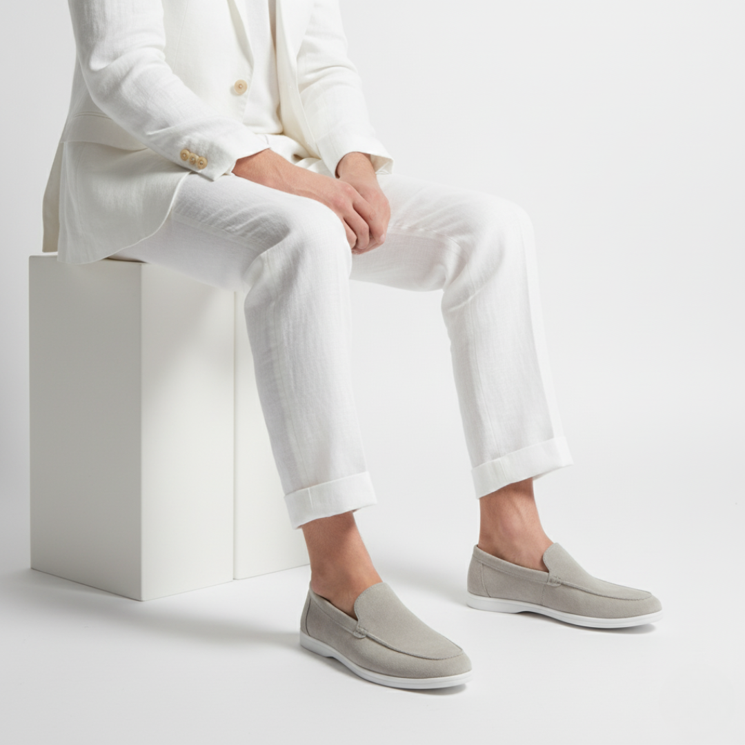 Cordelia | Elegant Light Blue Suede Slip-On Loafers
