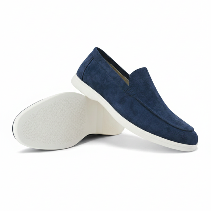 Cordelia | Elegant Light Blue Suede Slip-On Loafers