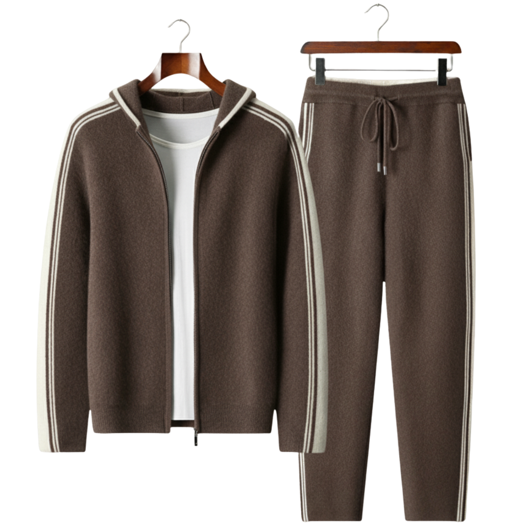 Damien | Luxury Cashmere Tracksuit Set - Navy Zip-Up Hoodie
