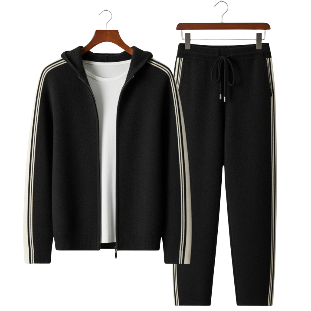 Damien | Luxury Cashmere Tracksuit Set - Navy Zip-Up Hoodie