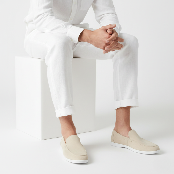 Cordelia | Elegant Light Blue Suede Slip-On Loafers