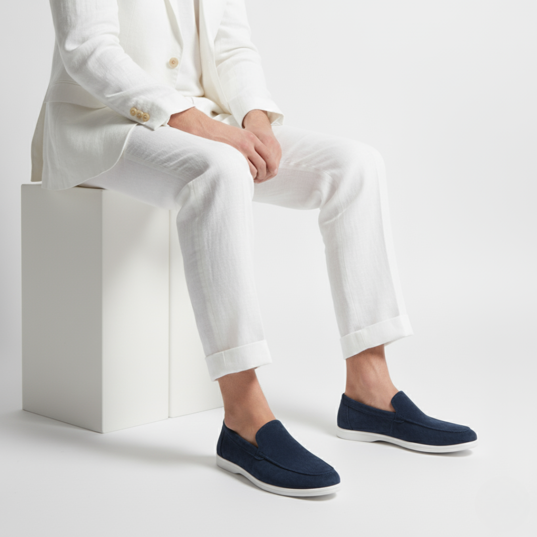 Cordelia | Elegant Light Blue Suede Slip-On Loafers