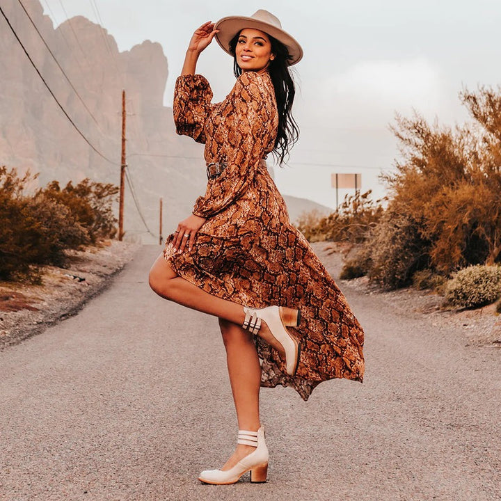 Tessa | Stylish Tan Leather Block Heel Ankle Boots