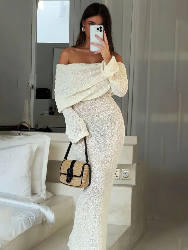 Riley | Elegant Off-Shoulder Maxi Maternity Dress